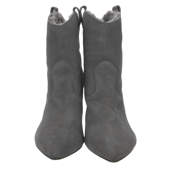 NIB! Sigerson Morrison 9.5 Suede Western Ankle Boots Shearling Cone Heels Gray - Picture 8 of 10